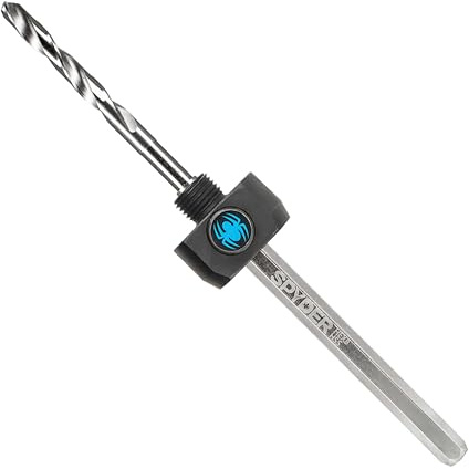Spyder Hex8 3/8-inch Quick Change Hole Saw Arbor and HSS Pilot Bit Assembly for Wood, Metal, and Plastics, 1/4-inch HSS Drill bit, 1/2-20 Thread