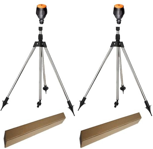 Xafrstyu 2 PCS Arroseur Rotatif à Trépied Rotatif à 360 °, Trépied D'arrosage Rotatif en Acier Inoxydable, Arrosage Télescopique Réglable en Hauteur, pour Grande Surface, Cour, Jardin, Triangle