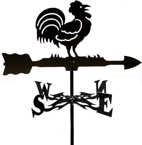 Girouette avec ornement animal en fonte - Girouette en fonte - Indicateur de direction du vent pour toits, coq, jardin, cour, patio - Forme 4