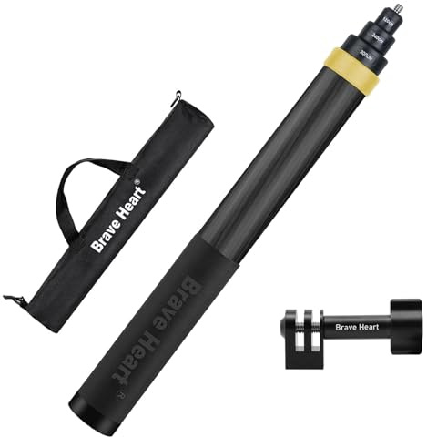 Perche à selfie invisible en fibre de carbone pour appareil photo panoramique Insta360 ONE X4, X3, R, RS, X Insta 360 GO 2, 3 GoPro Max Gopro Hero 12, 11, 10, 9, 8, 7 (jaune)