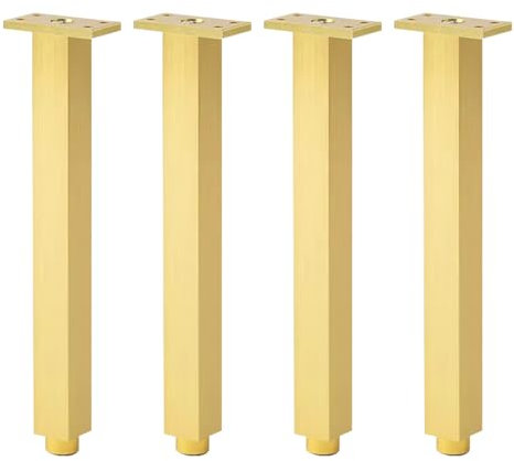 SZLXJMFL Table Legs, Furniture Legs, 4pcs Table Feet Gold, Square, Adjustable Height: 6-25cm, Aluminum Alloy | Anodized Surface | Table Feet for Coffee Table TV Stand Sofa Table Side Table-25cm/9.8