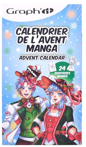GRAPH'IT Calendario de Adviento Manga 2024-24 Sorpresas Creativas - Ideal para los Entusiastas del Dibujo y del Manga - Para Adultos, Niños - Rotuladores, Lápiz de Fieltro, Estuche Incluido