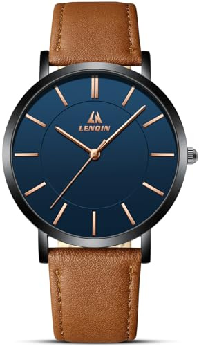 LN LENQIN Montres Hommes Montres pour Hommes Montre Analogique à Quartz 30M Waterproof Montres Poignets Hommes Montre Fashion Business Homme Designer Bracelet Cuir