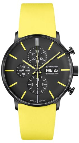 JUNGHANS Form A Chronoscope Herrenarmbanduhr Gelb/Schwarz 27/4473.00 | modische Armbanduhr für Männer,
