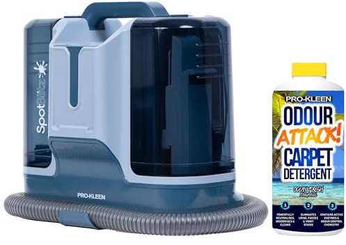Pro-Kleen Spot Cleaner Carpet Washer 650W With 1L Carpet Shampoo, 1.8L Tank, Remove Spills and Stains from Carpets, Stairs, Upholstery, 5 Cleaning Attachments (Spot Cleaner With 1L Ocean Fresh)