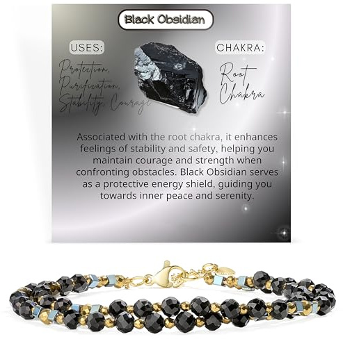 Farfume Kristall Armbandsgåvor Chakra Armband för kvinnor, Ametistpärl Naturligt Naturstensarmband för kvinnor Flickor-Dubbel länk i ett armband