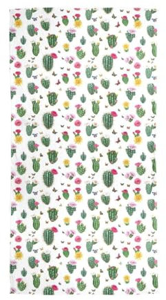 WDdZzyy Écharpe en soie blanche motif cactus nature pour homme pour Noël écharpe chales para mujer, Nature Cactus Blanc, 90x180（CM）