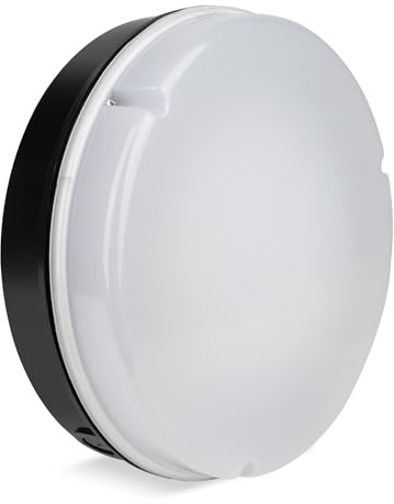 Bright Source Wall & Ceiling Round Utility LED Bulkhead, Black, Switchable Wattage 9W 14W 18W, IP65, 120° Beam Angle, Switchable (1, Standard)