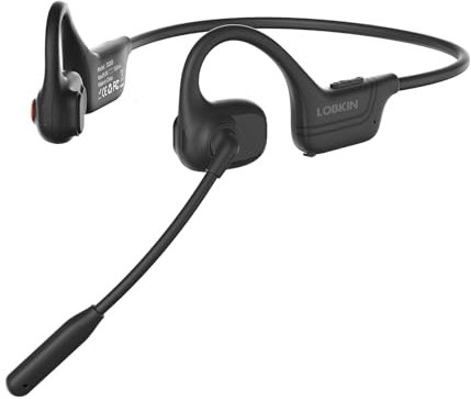 LOBKIN Casque à Conduction Aérienne, Casque Bluetooth sans Fil Open Ear avec Microphone Antibruit, Écouteurs Conduction Aérienne pour Travail, Appels et Réunions (Noir)