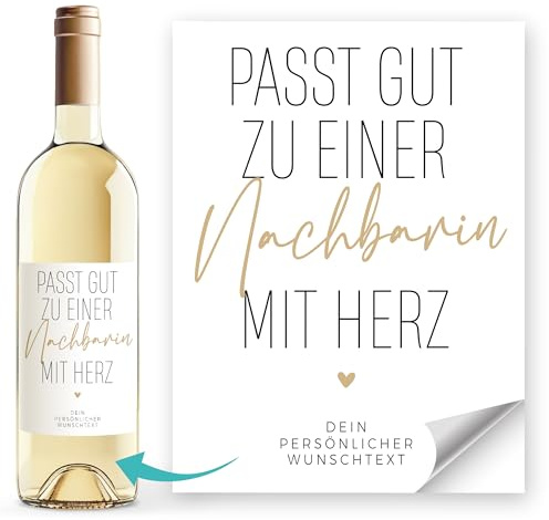 SpecialMe® Weinetiketten Weinflaschenetiketten personalisiert Passt gut zu Wunschtext Flaschenetiketten selbstklebend Wein Geschenk Weiss unisize