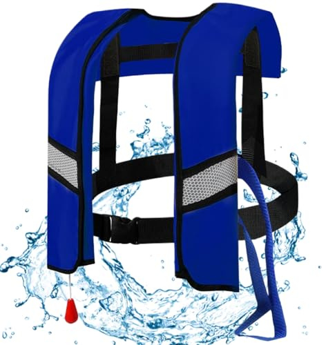 Xweptuy Vestes de Sauvetage Inflation Automatique 150N Gilet de Natation Boucle réglable en Nylon avec Bandes réfléchissantes et Tube supplémentaire
