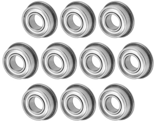 M METERXITY 10-Pack F686ZZ Flanged Ball Bearing, 6mm x 13mm x 5mm Double Metal Shielded Z1 Chrome (GCr15) Steel Flange Rip Bearings for Wheelbarrow/Printer/Fax Machines/Power Tools