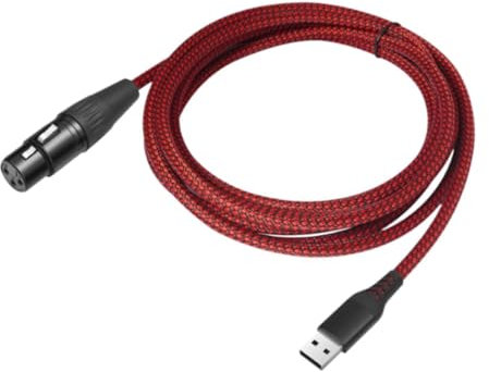 JISADER USB to XLR Microphone Cable USB Male to XLR (3-pin) Female Upgraded Audio Cord for Vocal Recorder Karaoke Recording Computer, 200cm