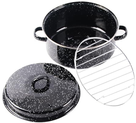 Amosfun Plat à Rôtir Émaillé Couvert Plat à Rôtir Pour Dinde Marmite Rôtissoire Pratique Ustensiles De Cuisine