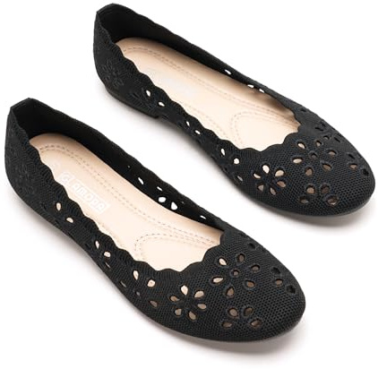 GLAMORA Ballerines Femme Dentelle Ajourée Bout Rond Chaussures Plates Tissu Respirant Semelle Souple Antidérapante Confort Léger Ballerine Femme Élégantes Été