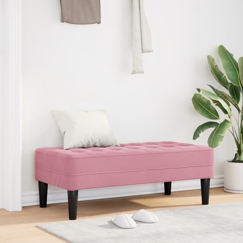 Teenpull Polsterbank Rosa Samt, 113x57x39 cm, Modernes Design für 2 Personen, Robuster Holzrahmen, Indoor Sitzmöbel, Wohnzimmer, Flur