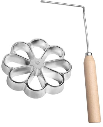 SKKWJEGE Rosette Iron Set Maker Mold with Handle Waffle Timbale Molds Flower