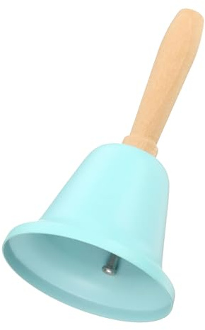 sourcing map Small Hand Bell, 2.36 Service Call Bell with Wood Handle for Christmas Party Restaurant Dinner Animal Training Home Decor, Blue