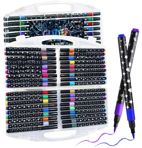 Pluvyze 36 Farben Glitzerstifte Gel Glitter Pens Glitzerstift Glitzer Filzstifte zum Schreiben, Zeichnen, Basteln, für Grußkarten, Geschenke