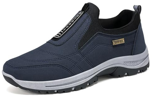 Genérico Zapatillas Hombre Waterproof, Zapatillas Trekking Hombre Impermeable Hiking Shoes sin Cordones Suaves Cómodos Zapatos deportivas Ligeros para el Trabajo azul 40/EU