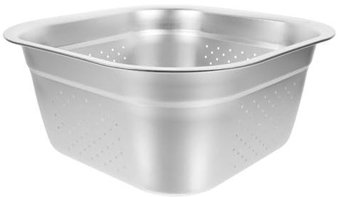 NUOBESTY Bacinella in Acciaio Inox 30Cm Quadrata per Lavare Verdure e Frutta Fori di Drenaggio Scolapasta in Metallo Versatile per Cucina e Buffet Contenitore Spazioso per Alimenti e