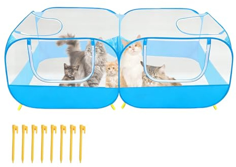 Cat Run Pen, Multifunctional & Reversible Protective Enclosure, Guinea Pig Run, for Travel, Home & Free Range of Rodents and Cats