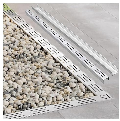 Canaleta Desague con Rejilla 304 Acero Inoxidable, Canaleta de Drenaje, Rejilla Desague Jardin de Canal for HormigóN, Adoquines, Patios o Caminos Peatonales(H8*W15CM/H3.15*W5.9IN)