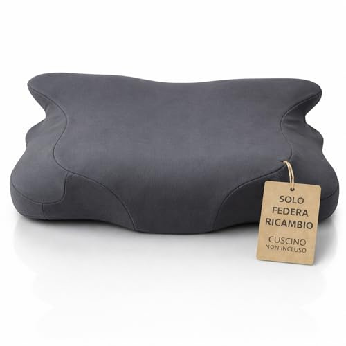 Flowen Federa per Cuscino Ortopedico in Memory Foam Cover in Morbido e Confortevole in 100% Cotone Jersey Grigio Scuro per Guanciale Copricuscino Traspirante, Anallergico, Antiacaro e Lavabile