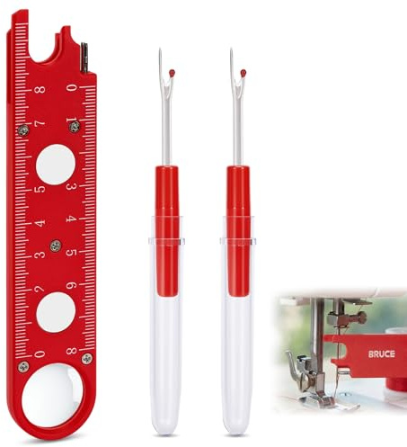 Enhebrador de agujas para máquina de coser, herramienta automática de inserción rápida con desgarradores de costuras para punto de bloqueo individual industrial (rojo)