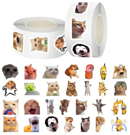 1000Pcs Cat Meme Stickers Roll,Funny Cat Stickers for Adults Kids,Cute Kawaii Stickers Laptops Water Bottles Scrapbooking(28 Styles)