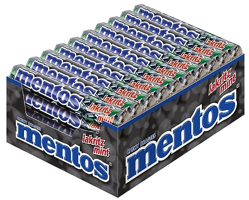 Mentos Réglisse – Boîte de 40 Rouleaux de Bonbons Goût Réglisse
