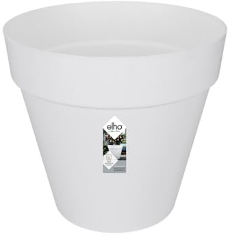 Elho Loft Urban Rond 50 - Pot De Fleurs pour Extérieur - Plastique 100% recyclé - Ø 48.5 x H 44.5 cm - Blanc/Blanc