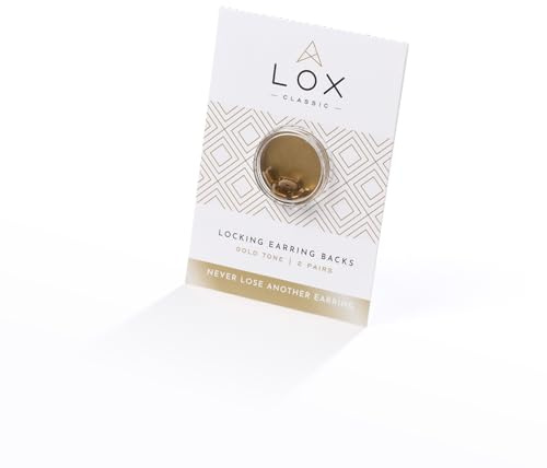 LOX Women's Secure Earring Backs - for All Types of Earrings - Easy to Adjust, Hypoallergenic, Safe and Easy to Use Earring Backs - 2 Pairs - Gold