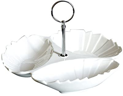 Snackschale Schale aus Porzellan verchromte Griff Konfektschale