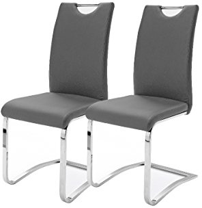 Robas Lund Köln Silla Cantiléver, Poliéster y Metal Cromado, Gris, 45x48x66 cm