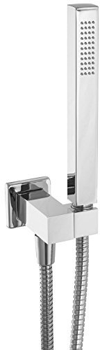 PaulGurkes Handbrausen Set Brausegarnitur eckig mit Wandanschlussbogen Duschkopf mit Halterung Handbrause mit Schlauchanschluss und Schlauch Brausegarnitur Set