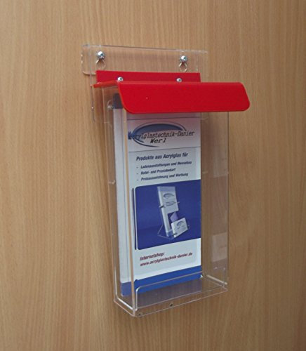 Flyerbox wetterfest DIN LANG,1/3A4 mit rotem Deckel
