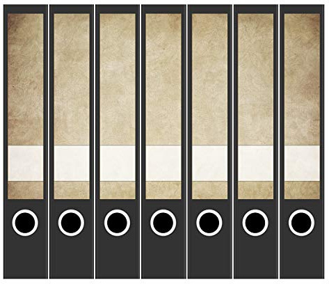 Ordneretiketten | 7 Aufkleber für schmale Akten-Ordner | Vintage braun altes Papier Look | selbstklebende Design Akten-Etiketten | Deko Sticker für Rückenschilder Ordnerrücken | zum Beschreiben