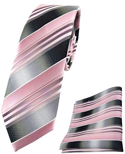 TigerTie schmale Designer Krawatte Designer Einstecktuch in gestreift - Krawattenbreite 6 cm