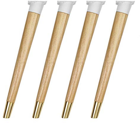 Möbelfüße Massivholz Tischfuß Tischstützbeine / 4er Pack - mit Befestigungsschrauben Holz-Couchtischfüße 42cm Holzfarbe/schwarz/Nussbaum Holz Tischbeinzubehör