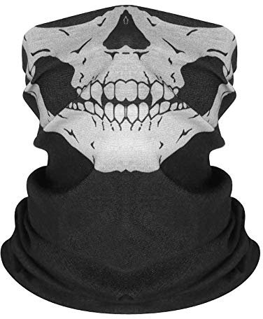Kim Johanson Multifunktionstuch | Maske | Schlauchtuch | Sturmmaske | Bandana | Totenkopf Halstuch | Skelettmaske für Motorrad Fahrrad Ski Paintball Wandern Skull Waschbar