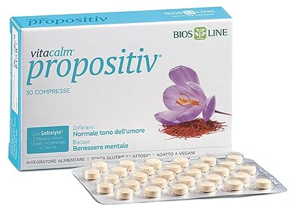 Bios Line Vitacalm Propositiv Integratore Alimentare con Safranyl, Bacopa e Acido Folico, 30 Compresse