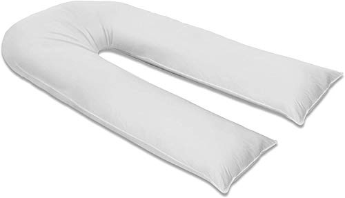 Funda de almohada en forma de U para embarazo, maternidad, lactancia, cuerpo completo (blanco, funda de almohada en U de 12 pies solamente)