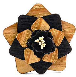 Uteruik Holzbrosche Anstecknadel Boutonniere Hochzeit Corsage für Männer Anzug Smoking Jacke 1 Stück (#A)