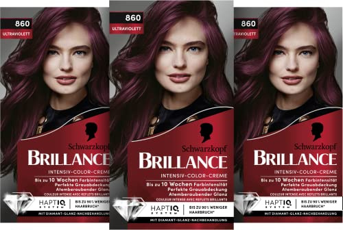 Brillance Intensiv-Color-Creme 860 Ultraviolett (160 ml), dauerhafte Haarfarbe mit Diamant-Glanz und Pflege-Conditioner, für 10 Wochen Farbintensität
