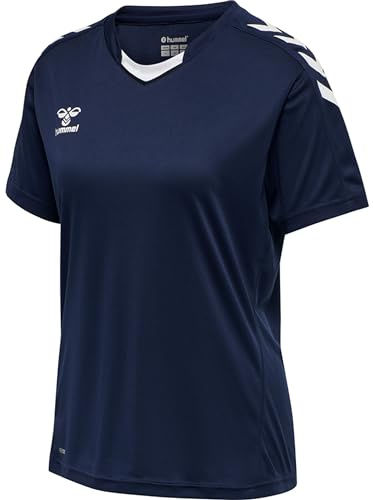hummel Core XK Poly Jersey S/S Damen Trikot, Kurzarm Sport T-Shirt, Sportkragen mit Fronteinsatz, BEECOOL-Stofftechnologie, 100% Polyester, Normale Passform (1er Pack)