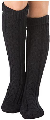 YAMEE Winterstrick Kniestrümpfe, Knie-Lang Stulpen für Damen, Stiefelstrümpfe Legwarmers 1 Paar