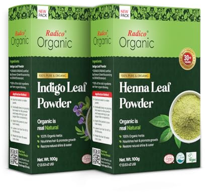 Radico 100% ORGANIC HENNA+100% ORGANIC INDIGO 100% Natural BIO Organic Care Haarfärbemittel Ohne Ammoniak. Ammoniak. PPD. PTD. Peroxid. Wasserstoffperoxid etc. 100g+100g