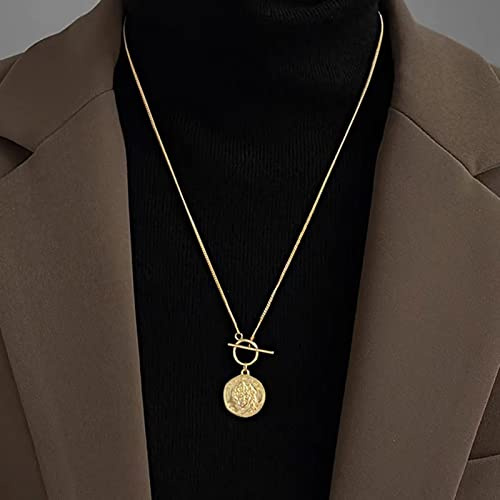 TseenYi Halskette mit Goldmünzen, Boho-Münze, Anhänger, Toggle, langer Pullover, Scheibenkette, Schmuck für Frauen und Mädchen