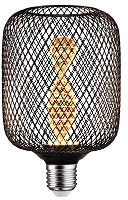 Paulmann 29082 Metallic Glow Edition Standard 230V LED Leuchtmittel Zyl E27 Helix 3,5W 110lm 100mm Schwarz Metall 1800K